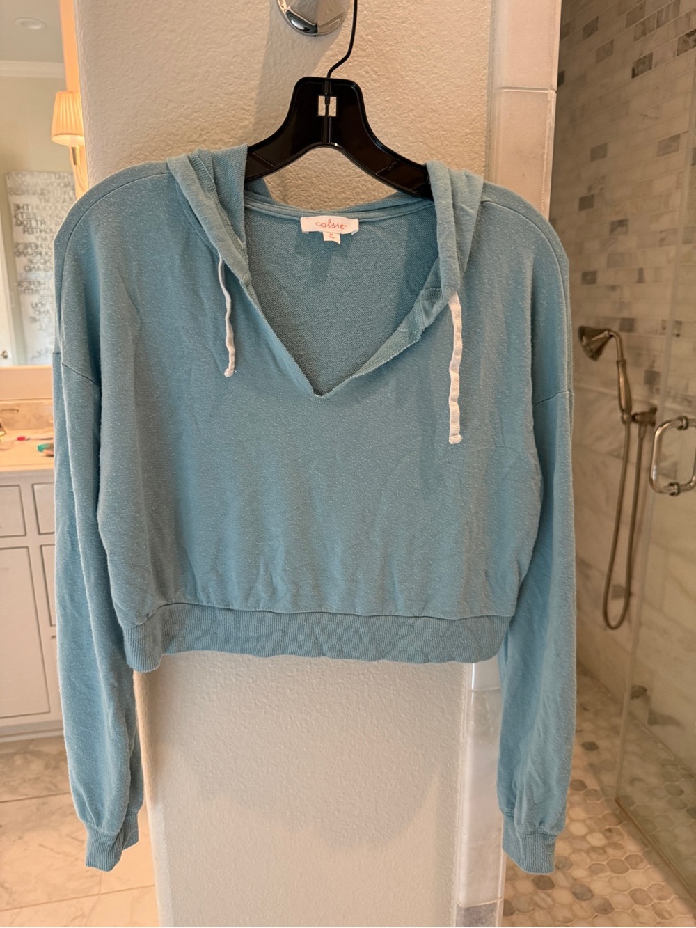 Colsie Sky Blue Cropped Hoodie Sweatshirt